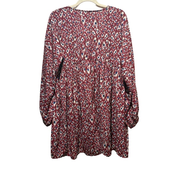 Umgee Burgundy Animal Print Long Sleeve Dress NWOT Size M - Picture 4 of 8